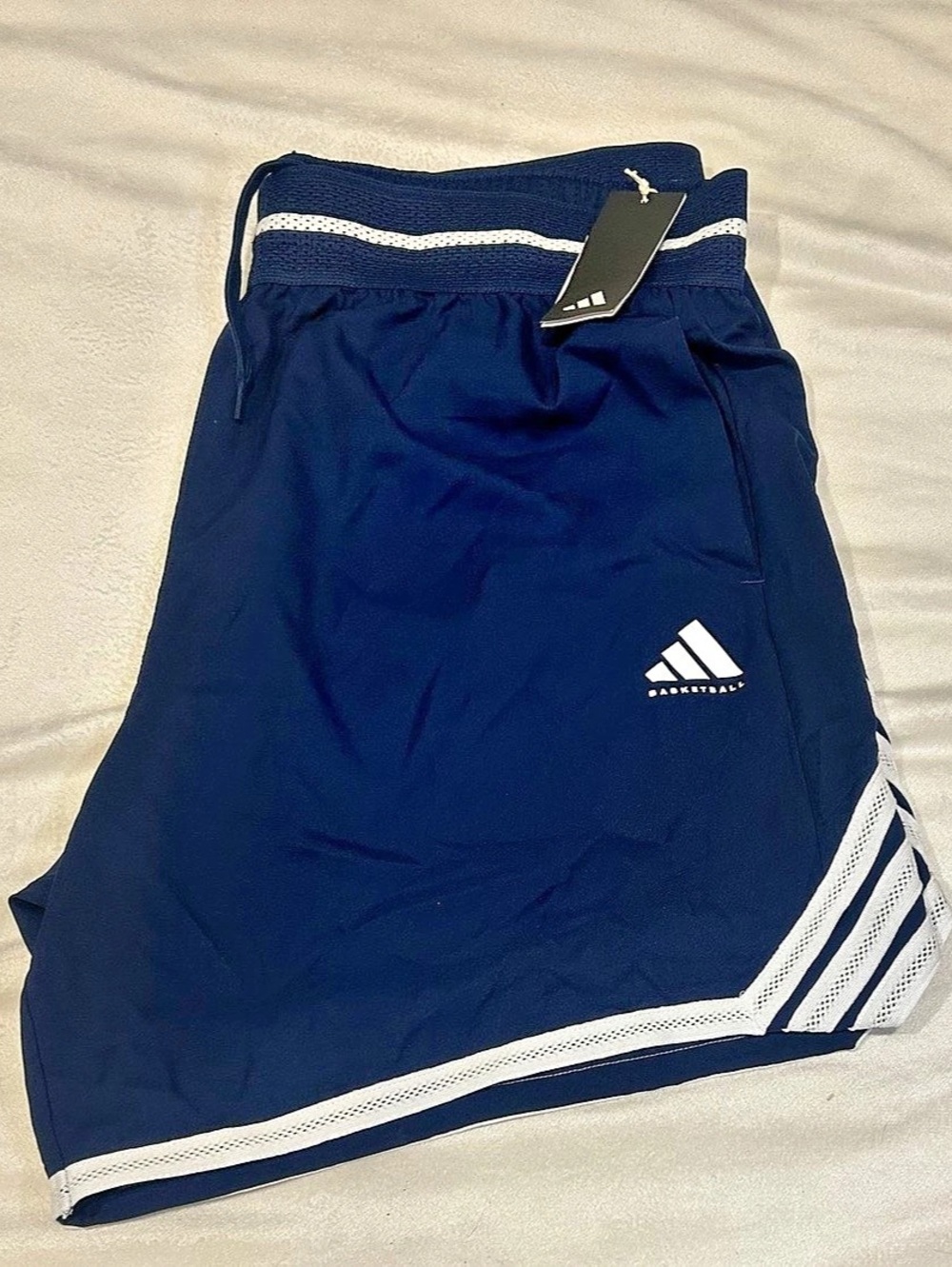 adidas Legends 3-Stripes Basketball Shorts Blue & White size XL